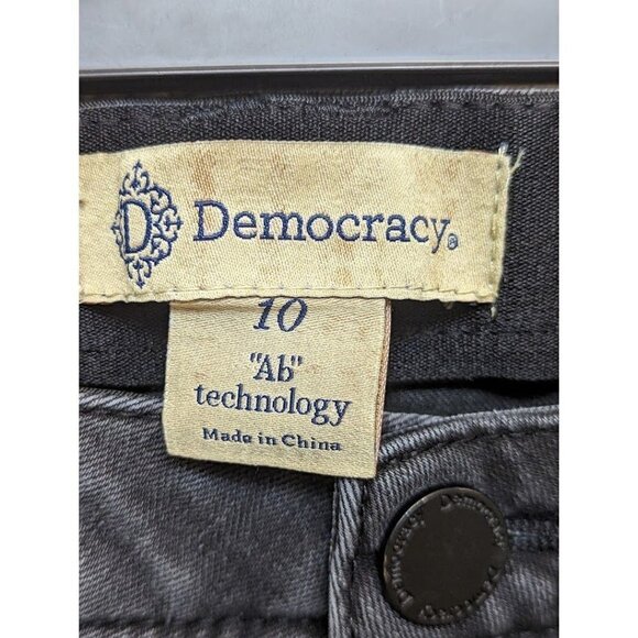 Democracy Jeans Womens Black Ab Solution Distressed mid Rise Straight Leg - Picture 6 of 7